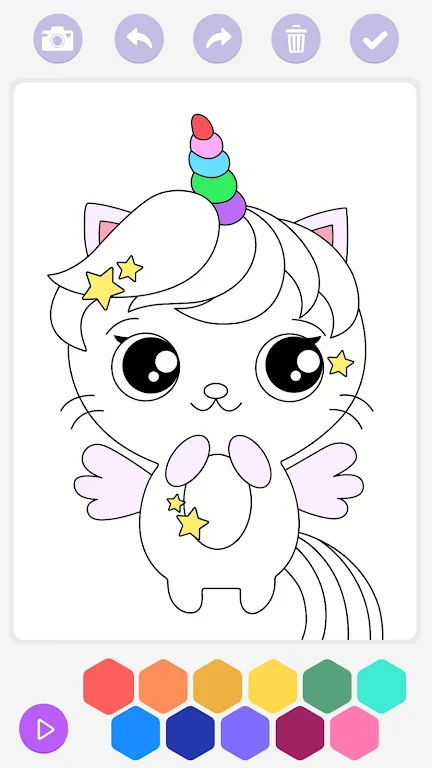 Unicorn Cat Coloring Book Captura de tela 1