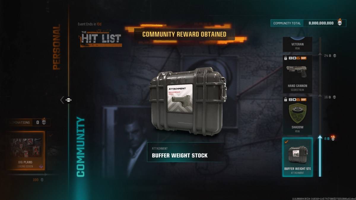 Black Ops 6'da tampon ağırlık stoğu.