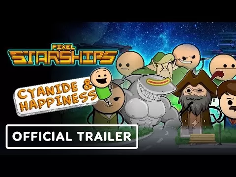 Cyanide & Happiness characters blasting through space in Pixel Starships
