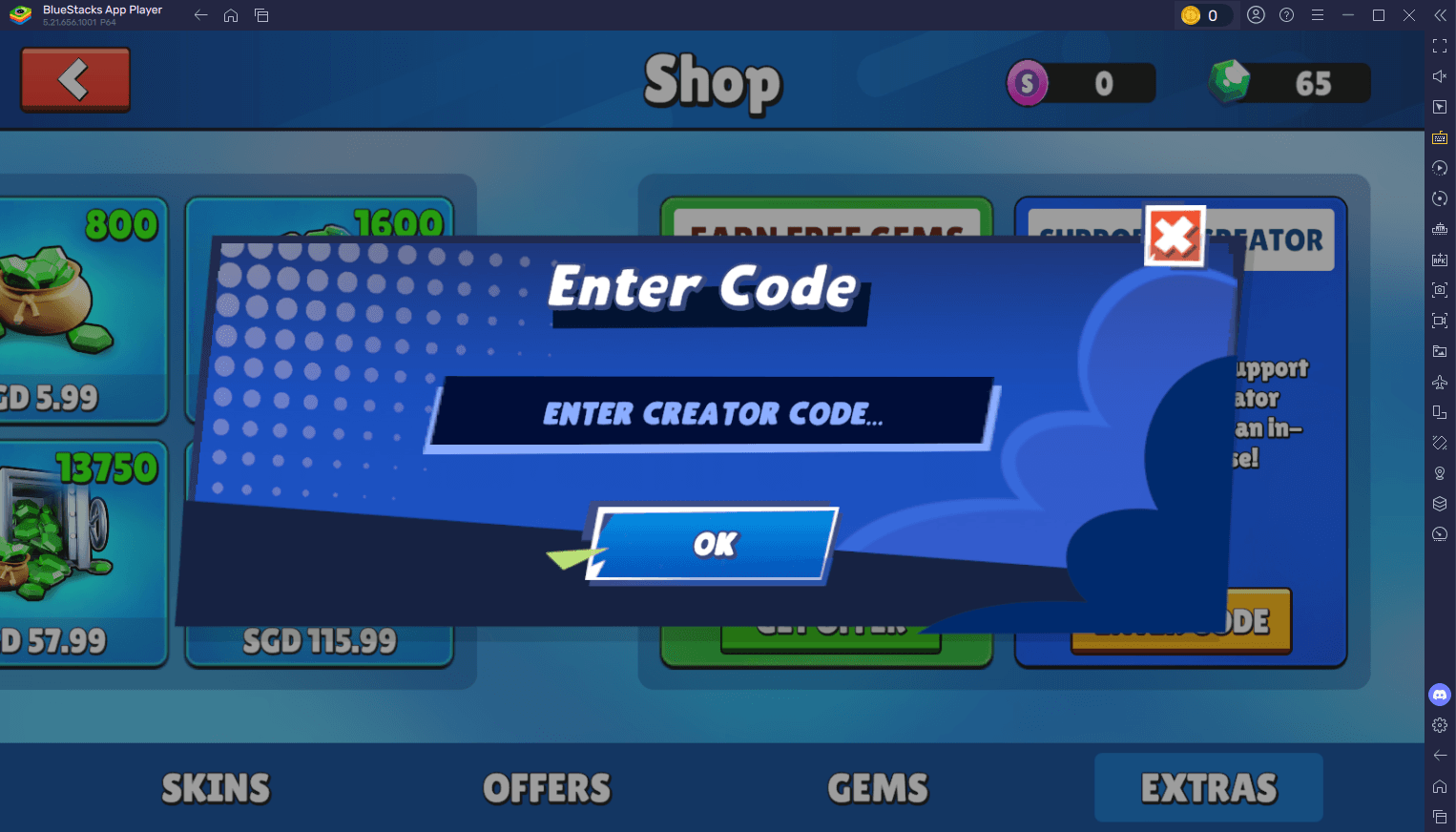 Stumble Guys Redeem Code Entry