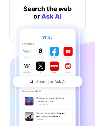 You.com AI Search and Browse 螢幕截圖 1