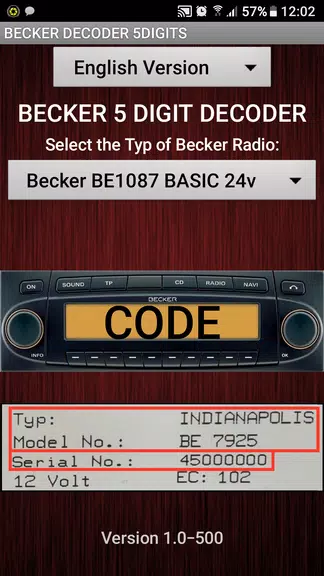 Becker 5Digit Radio Code 螢幕截圖 0