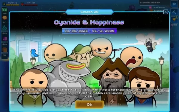Pixel Starships battle pass featuring Cyanide & Happiness themed rewards