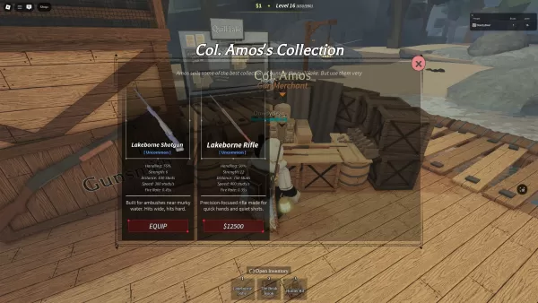 Player selecting firearms