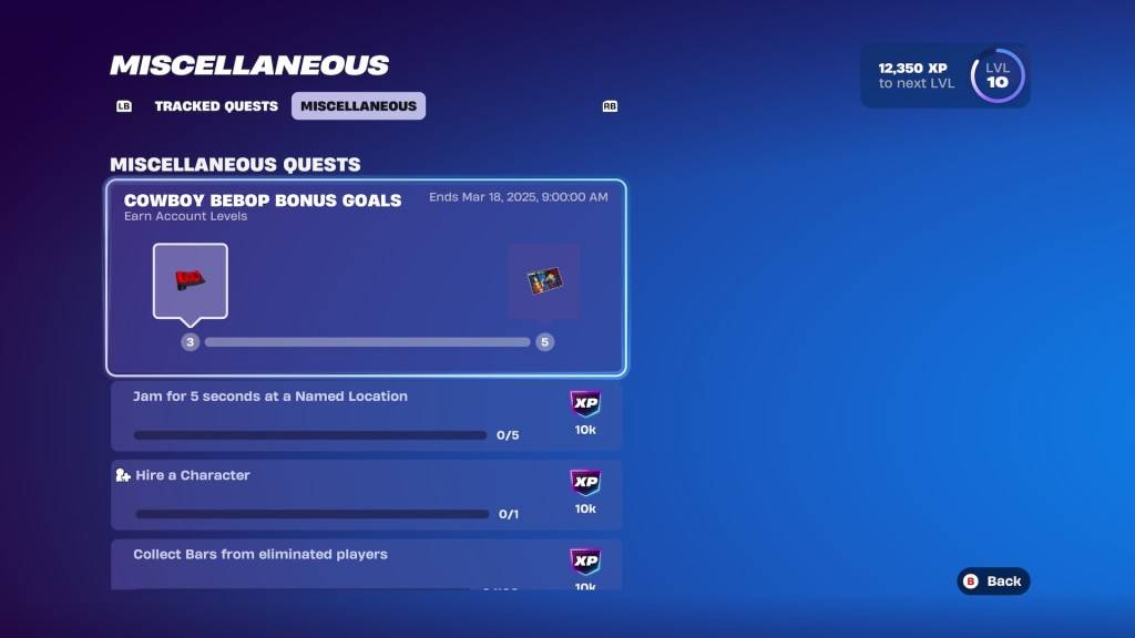 Mga layunin ng bonus ng Cowboy Bebop sa Fortnite.