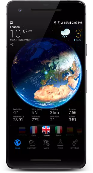 Schermata 3D EARTH - weather forecast 0