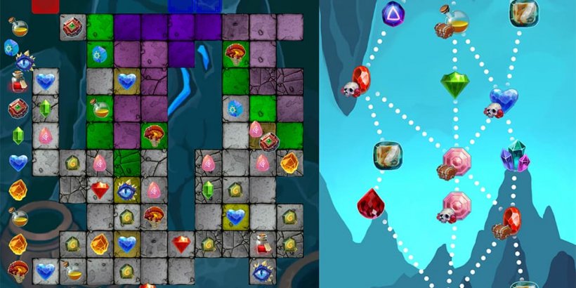 side by side images of game grid and symbols connected by dotted lines