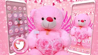 Pink Teddy Bear Theme Tangkapan skrin 0