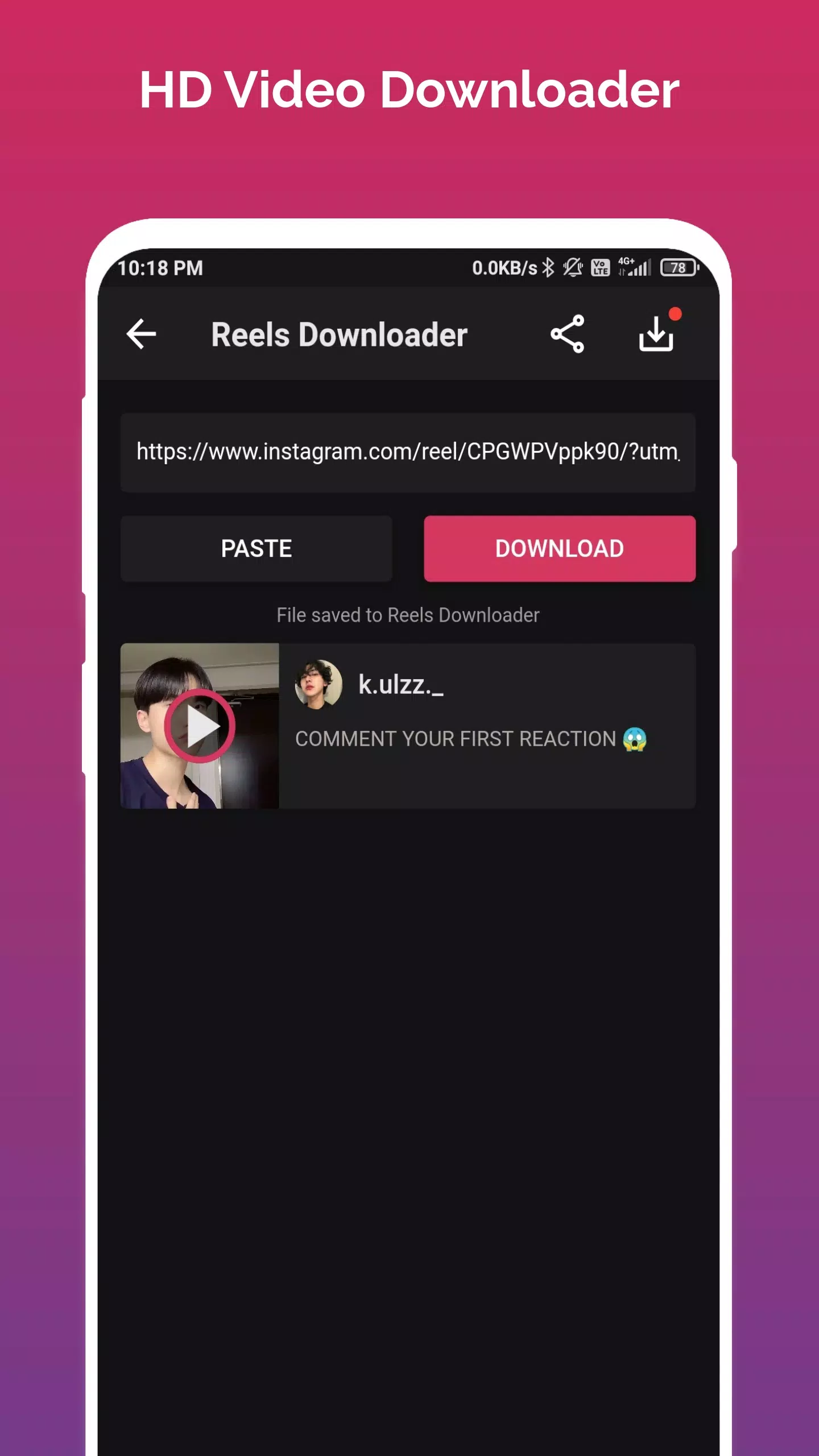 Reels Video Downloader Zrzut ekranu 0