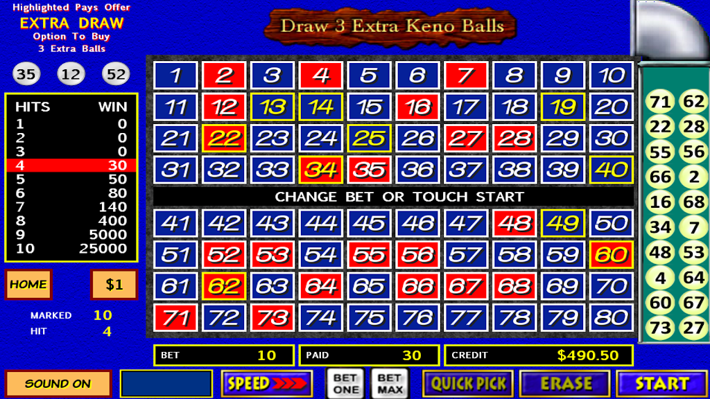 Draw 3 Extra Keno Balls Capture d'écran 1