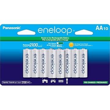 Panasonic Eneloop AA de 10 baterias recarregáveis