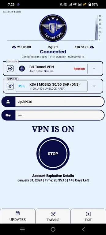 BH Tunnel VPN Ekran Görüntüsü 2