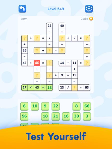 Math Crossword ဖန်သားပြင်ဓာတ်ပုံ 2