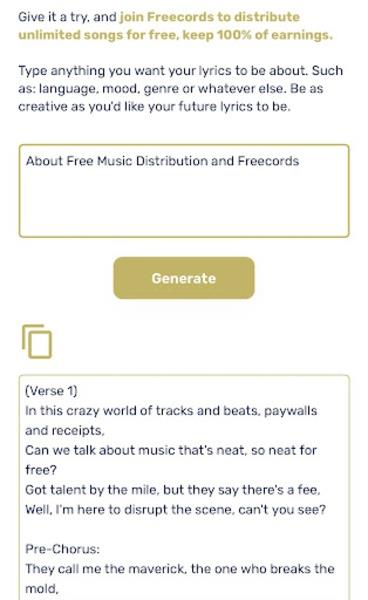 AI Lyrics Generator スクリーンショット 3