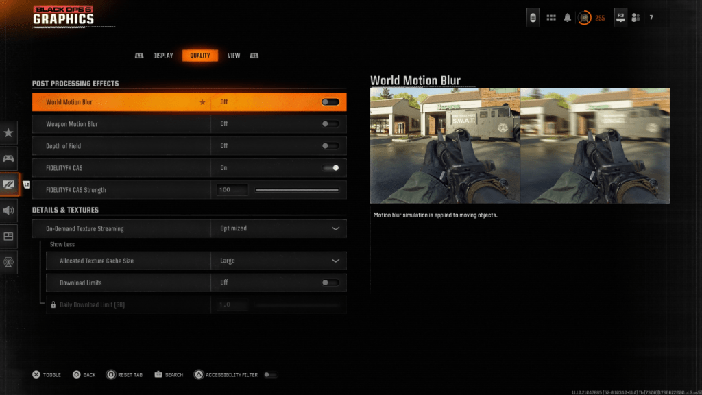 Black Ops 6 motion blur settings